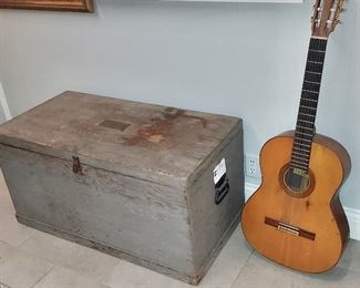 Vintage "Aria" Guitar, Military Trunk