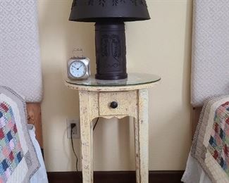 Lamp and clock are sold.