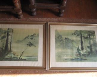 Pair of Tyrus Wong Imaginary Landscapes  Tyrus Wong was the lead production from Bambi