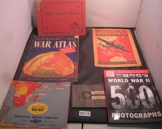 Vtg WWII books and maps