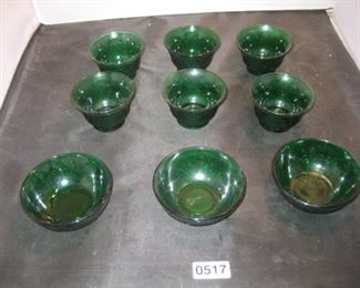 Emerald green depression glass dessert/berry bowls