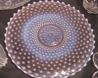 Duncan and Miller Hobnail Opalescent pink/white serving tray