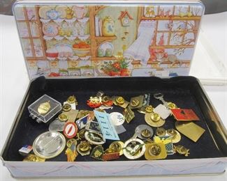 TIN WITH ASSORTED PINS