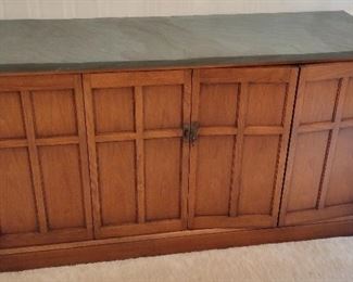 HENREDON BUFFET WITH GREEN STONE SLAB TOP