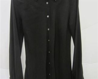DONNA KARAN DNKY BLACK SILK BUTTON FRONT DRESS