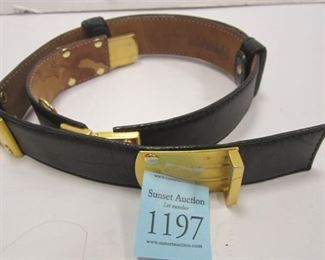 DONNA KARAN LEATHER BELT WITH "BRASS" - ADJUSTABLE SMALL - MEDIUM