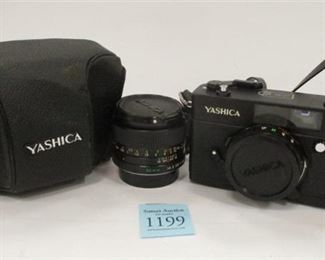 YASHICA 35MM CAMERA, LENS AND SOFT CASE