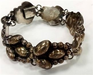 TAXCO MEXICO HOLLOW STERLING SILVER LINK BRACELET