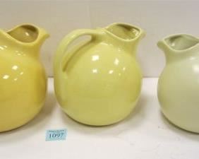 THREE BALL PITCHERS: HALL, FRANCISCAN AND USA POTTERY