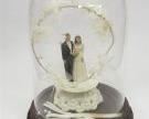 VINTAGE WEDDING CAKE TOPPER WITH GLASS DOME