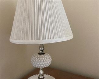 Hobnail lamp - milk glass, very collectible...