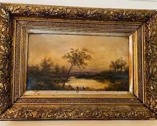 $250 - 19th cent. Acorn frame 17x26 unsigned River scene 