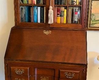 $395 Drop front secretary 36x70x22 on glass crack left corner 