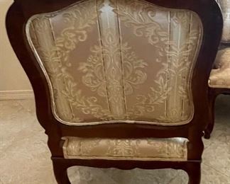 $295 - Pair of gold upholstery and wood framed armchairs 42Tx28W