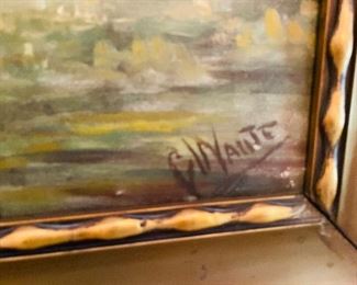 $550 - Large River painting signed Waute 52x43
