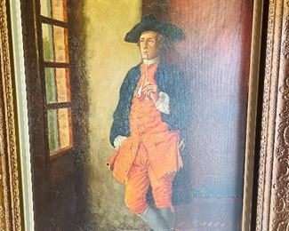 $250 - Oil on canvas of a figure standing smoking signed Fr Kottman 28x40