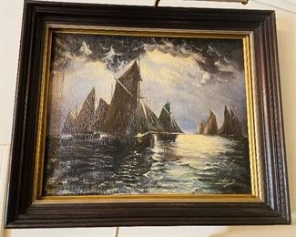 $120 - Ships in the night 20x24 framed 