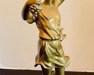 $95 Spelter gilded boy with grapes made in France stamp 