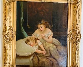 $75 print girl watching over little girl sleeping 