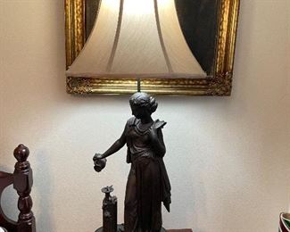 $200 Set of 2 figural metal lamps 