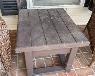 $350  All weather rattan set of 2 Armchairs with one side table (left front door set) pillows always taken inside daily. 