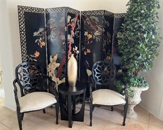 $825 - Oriental screen with stones & jade 