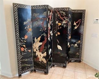 $825 - Oriental screen with stones & jade 