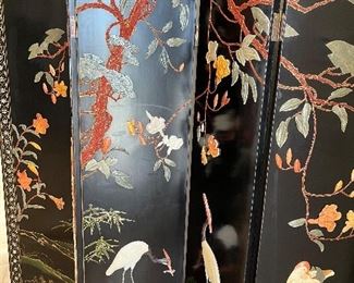 $825 - Oriental screen with stones & jade 
