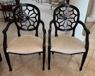 9 - $190 	Pair of black armchairs 38Hx22" arm to arm 		
