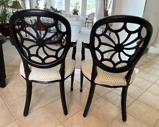 9 - $190 	Pair of black armchairs 38Hx22" arm to arm 		
