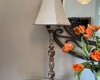 13 - $80 	Pair of wood lamps 36Tx12W		
