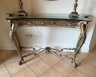 11 - $245 	Glass bevel top console composite base 35Hx60Wx22Widest 		

