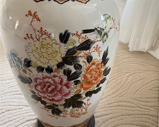 37 - $120 	Bamboo sticks 8'T in porcelain vase 34Tx16W	