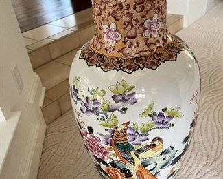 37 - $120 	Bamboo sticks 8'T in porcelain vase 34Tx16W	