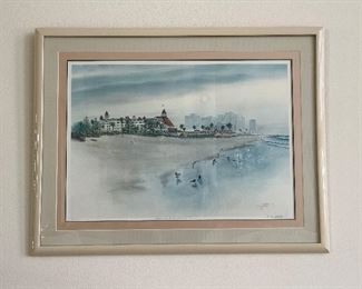 38 - $90 	Hotel Coronado print 493/950 by John Yato 1987 28x36		
