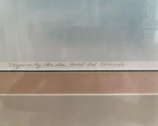 38 - $90 	Hotel Coronado print 493/950 by John Yato 1987 28x36		
