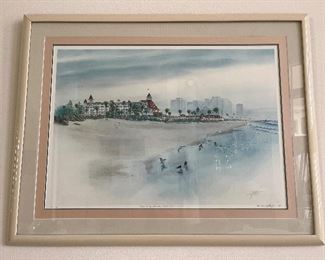 28 - $90 	Hotel Coronado print 493/950 by John Yato 1987 28x36		
