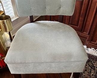 49 - 100 Blue light suede occasional chair Modern 30Hx22Wx17T (sm stain)
