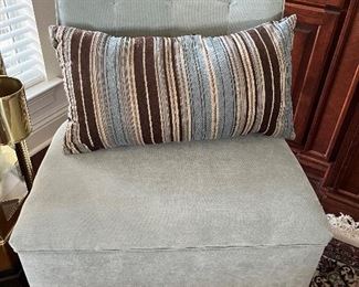 49 - 100 Blue light suede occasional chair Modern 30Hx22Wx17T (sm stain)