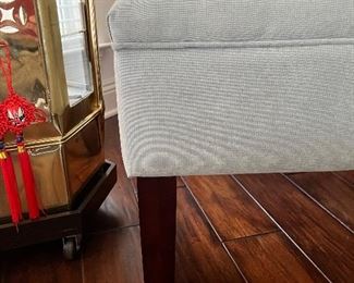 49 - 100 Blue light suede occasional chair Modern 30Hx22Wx17T (sm stain)