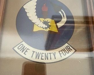 51 - $250 Hall wood table 31x49x16 Tom Cat plane memorabilia (crack glass corner)