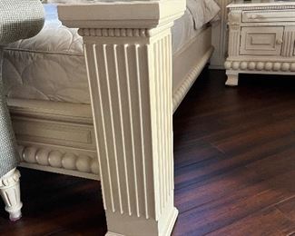 55 - $1,600 Cal King size bed 80"T posts x 98W Brookstone mattress 2 night stands 25Hx36Wx24D
