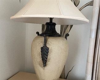 58 - $190 	Pair of lamps 36"Tx22"W ceramic & metal 		
