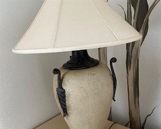 58 - $190 	Pair of lamps 36"Tx22"W ceramic & metal 	