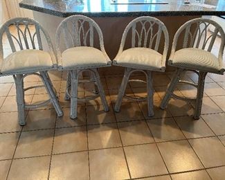 48 - $150  4 counter bar stools swivel cream wicker (not perfect) 22x36 24" to seat