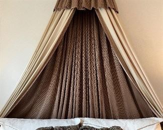 70 - $500 	King size bed headboard 43T with canopy 106"H with mattress & 3" foam 	