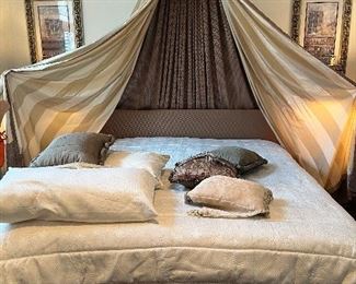 70 - $500 	King size bed headboard 43T with canopy 106"H with mattress & 3" foam 		
