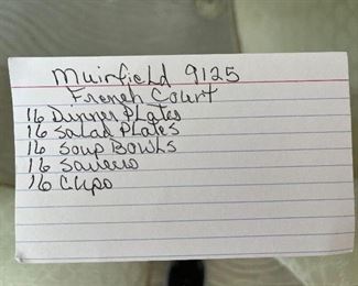 99 - $325 Muirfield 9125 French Court china set - 80 pieces