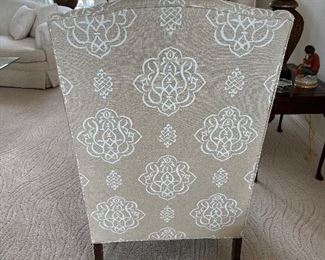 28 - $400 	Pair of wing back chairs tan & cream 45Tx28 arm to arm 		
