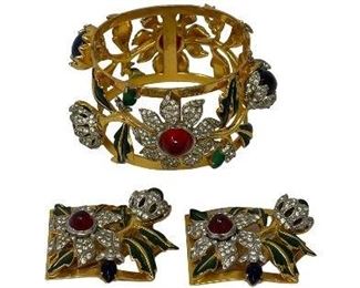CoroCraft "Carmen Miranda" Bracelet and Dress Clips